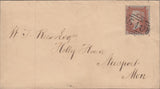114258 1857 PL.31 RED-BROWN ON BLUED PAPER (SG29) ON COVER.