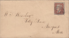 114258 1857 PL.31 RED-BROWN ON BLUED PAPER (SG29) ON COVER.