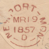 114258 1857 PL.31 RED-BROWN ON BLUED PAPER (SG29) ON COVER.