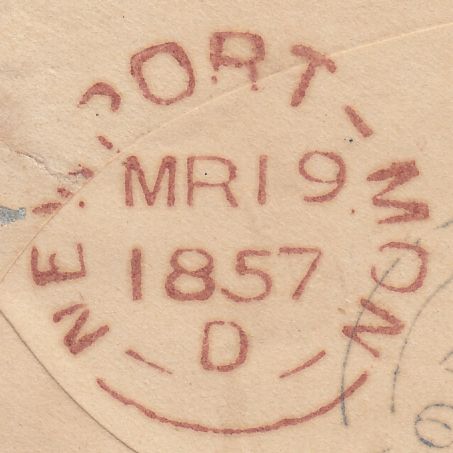 114258 1857 PL.31 RED-BROWN ON BLUED PAPER (SG29) ON COVER.
