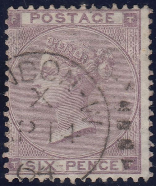 114377 1862 6D LILAC ERROR OF WATERMARK, SHAMROCK MISSING (SG84c/SPEC J71(2)i).