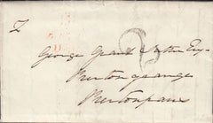 114393 1834 UNPAID MAIL EDINBURGH TO PRESTONPANS/HAND STAMP "2" CHARGE.