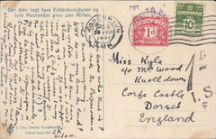 114415 1930 UNDERPAID MAIL DENMARK TO CORFE CASTLE DORSET.