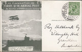 114437 1911 FIRST OFFICIAL U.K. AERIAL POST/LONDON ENVELOPE IN OLIVE GREEN.