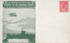 114464 1911 FIRST OFFICIAL U.K. AERIAL POST/LONDON ENVELOPE IN BRIGHT GREEN UNUSED.