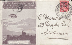 114466 1911 FIRST OFFICIAL U.K. AERIAL POST/LONDON ENVELOPE IN PURPLE-BROWN TO SWANSEA.