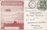 114477 1911 FIRST OFFICIAL U.K. AERIAL POST/LONDON POST CARD IN RED-BROWN TO CORNWALL.