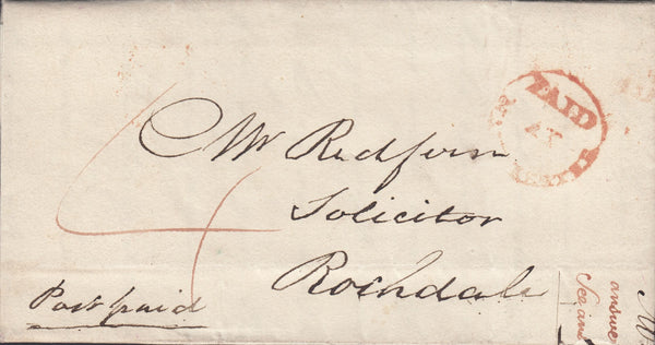 114534 1830 "PAID AT MANCHESTER" HAND STAMP (M122).