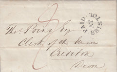 114582 1836 "PAID AT BRISTOL" HAND STAMP (BS162) TO DEVON.