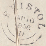 114582 1836 "PAID AT BRISTOL" HAND STAMP (BS162) TO DEVON.