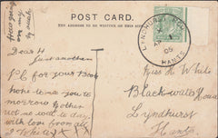 114782 1905 HANTS 'LYNDHURST' RSO' SKELETON DATE STAMP.