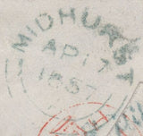 114885 1857 1D PL.35 PALE RED ON TRANSITIONAL PAPER (SPEC C9(3)(BI).