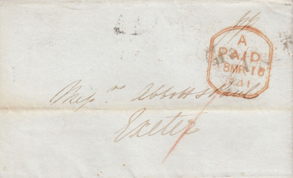 114889 1841 DEVON/'EXETER' SKELETON STYLE DATE STAMP (DN608/610).