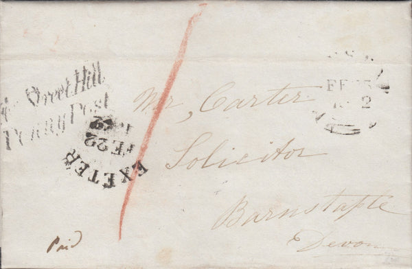 114890 1842 DEVON/'EXETER' SKELETON STYLE DATE STAMP (DN608/610).