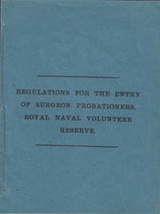 114958 CIRCA 1950'S "REGULATIONS FOR THE ENTRY OF SURGEON PROBATIONERS, ROYAL NAVY VOLUNTEER RESERVES".