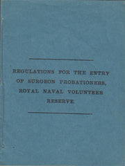 114958 CIRCA 1950'S "REGULATIONS FOR THE ENTRY OF SURGEON PROBATIONERS, ROYAL NAVY VOLUNTEER RESERVES".