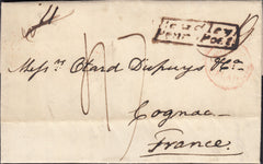115019 1838 MAIL BEWDLEY TO COGNAC/"BEWDLEY PENNY POST (WO81).
