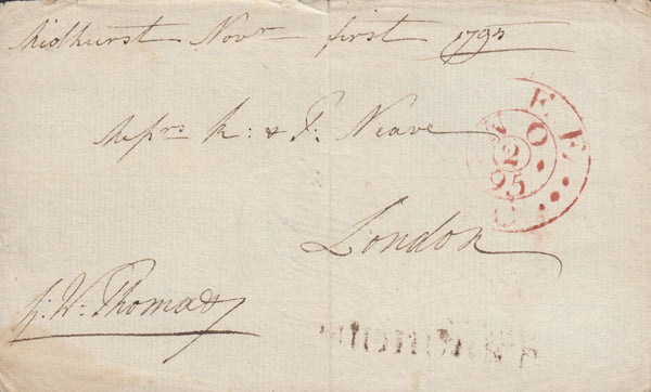 115189 1795 SUSSEX/"MIDHURST" HAND STAMP (SX885).