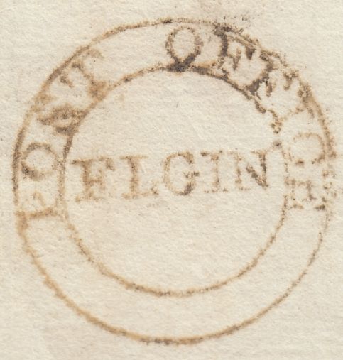 115355 '1784 SCOTLAND DISTINCTIVE 'POST OFFICE/ELGIN' CIRCULAR HAND STAMP,.