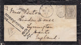 115398 1883 MOURNING ENVELOPE SYDNEY TO ENGLAND WITH UK 6D (SG161).