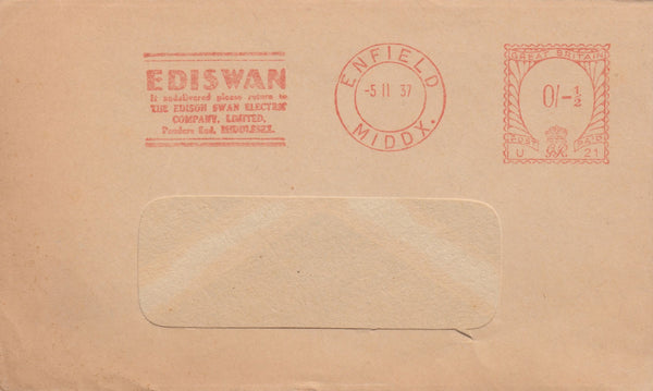 115465 1937 METER MAIL FROM ENFIELD/ADVERTISING.