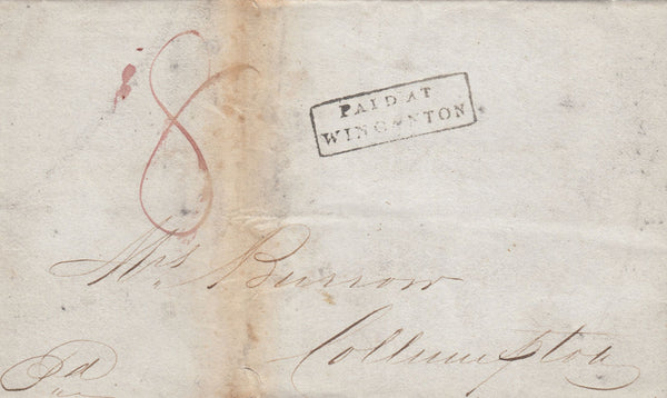 115528 1836 SOMERSET/"PAID AT WINCANTON" HAND STAMP (SO1007).