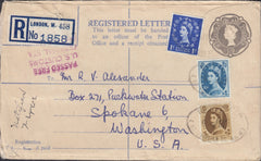 115701 1962 REGISTERED MAIL LONDON TO USA.