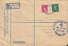 115702 1957 REGISTERED MAIL LONDON TO CANADA.