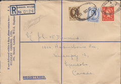 115704 1957 REGISTERED MAIL LONDON TO CANADA.