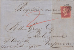 115706 1859 REGISTERED WRAPPER WRAGBY (LINCS) TO VIRGINIA USA.