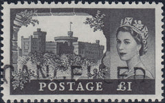 115743 QEII £1 CASTLE OVERPRINTED "CANCELLED".