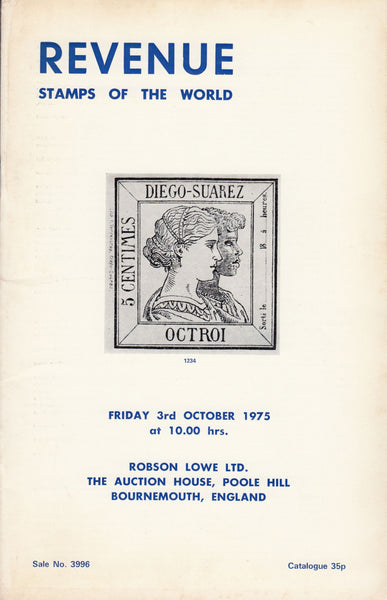 115964 "REVENUE STAMPS OF THE WORLD" ROBSON LOWE AUCTION OCTOBER 1975.