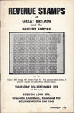 115965 "REVENUE STAMPS OF GREAT BRITAIN AND THE BRITISH EMPIRE" ROBSON LOWE AUCTION SEPTEMBER 1974.