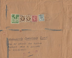 116021 1949 PARCEL WRAPPER KINGSTON ON THAMES TO USA WITH 2S 6D YELLOW-GREEN (SG476b).
