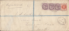 116029 1895 MAIL WREXHAM TO CHESTER/"REGISTERED CHESTER.STATION" DATE STAMP.