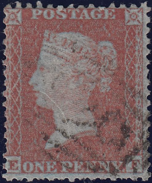 116134 1855 DIE 2 1D PL.7 MATCHED PAIR LETTERED EF S.C.14 (SG24) AND L.C.14 (SPEC C6).