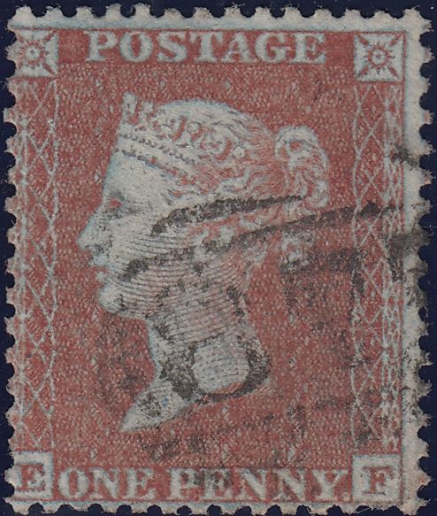 116134 1855 DIE 2 1D PL.7 MATCHED PAIR LETTERED EF S.C.14 (SG24) AND L.C.14 (SPEC C6).
