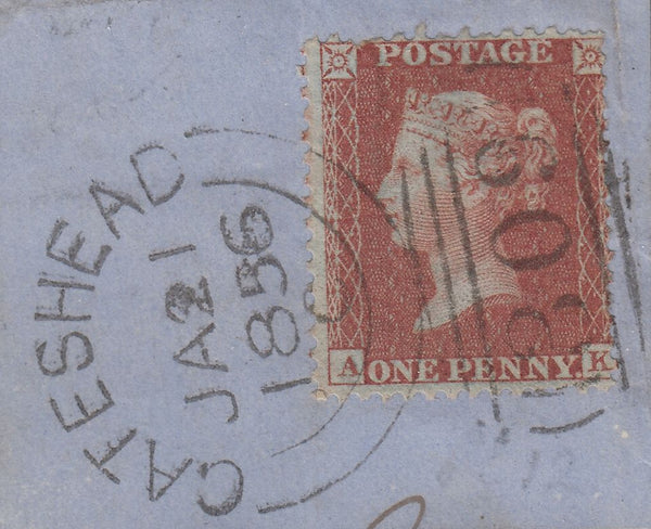 116151 1855 DIE 2 PL.12 MATCHED PAIR LETTERED AK S.C.16 (SG21) AND L.C.14 (SPEC C6).