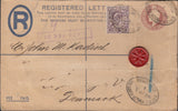 116387 1905 REGISTERED MAIL LONDON TO DENMARK/LATE FEE.