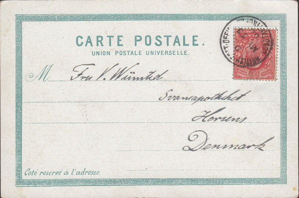 116397 1906 MAIL CONSTANTINOPLE TO DENMARK/GB KEDVII 1D (SG219).