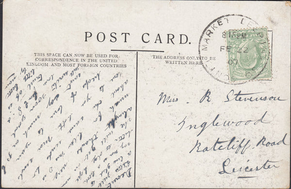 116402 1907 LINCS/MARKET DEEPING SKELETON DATE STAMP.