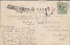 116408 1905 SURCHARGED MAIL DUE TO PHOTOGRAPH ATTACHED.
