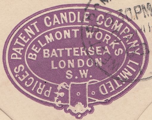 116424 1903 "PRICE'S PALMITINE CANDLES" ADVERTISING ENVELOPE.