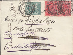 116437 1902 MAIL LONDON TO ATHENS REDIRECTED TO CONSTANTINOPLE.