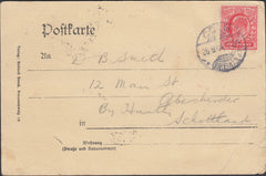 116449 1904 POST CARD COLOGNE TO SCOTLAND WITH GB KEDVII 1D.
