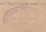 116462 1908 REGISTERED MAIL LONDON TO LEIPZIG/LATE FEE/PERFIN.