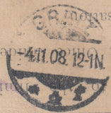 116463 1908 REGISTERED MAIL LEICESTER TO GREIZ GERMANY.