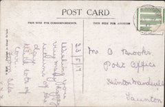 116837 1917 POST CARD USED IN TAUNTON WITH INTER-PANNEAU LABEL.