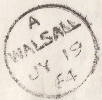 116847 1864 'EAGLE INSURANCE COMPANY' WAFER SEAL ON WRAPPER LONDON TO WALSALL.