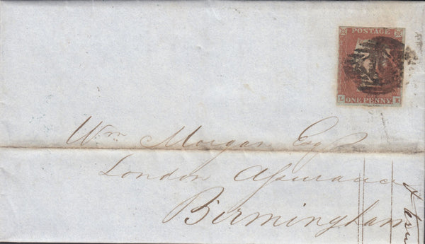 116860 1849 'LONDON ASSURANCE CORPORATION' WAFER SEAL ON ENTIRE TO BIRMINGHAM.
